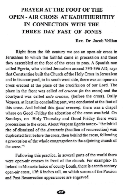 Prayer at the Foot of the Outdoor Cross at Kaduthuruthy