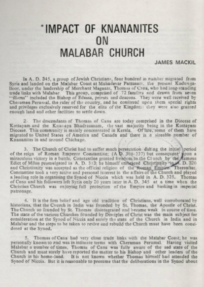 Impact of Knanaites on the Malabar Church