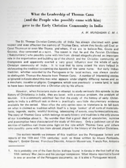 What the leadership of Thomas Cana gave to the Early Christian Community in India.
