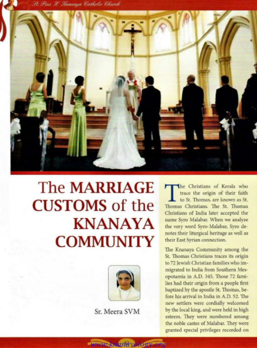 The Marriage Customs of the Knanaya Community