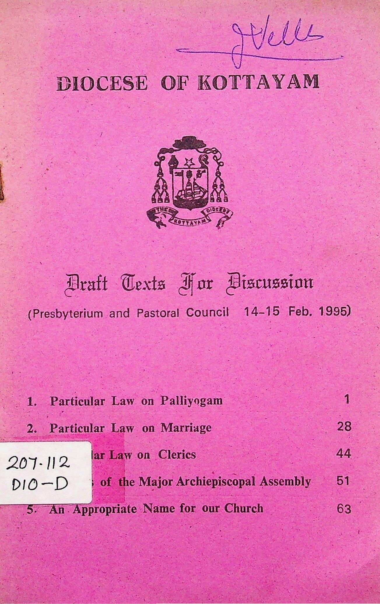 Presbyterium and Pastoral Council 1995