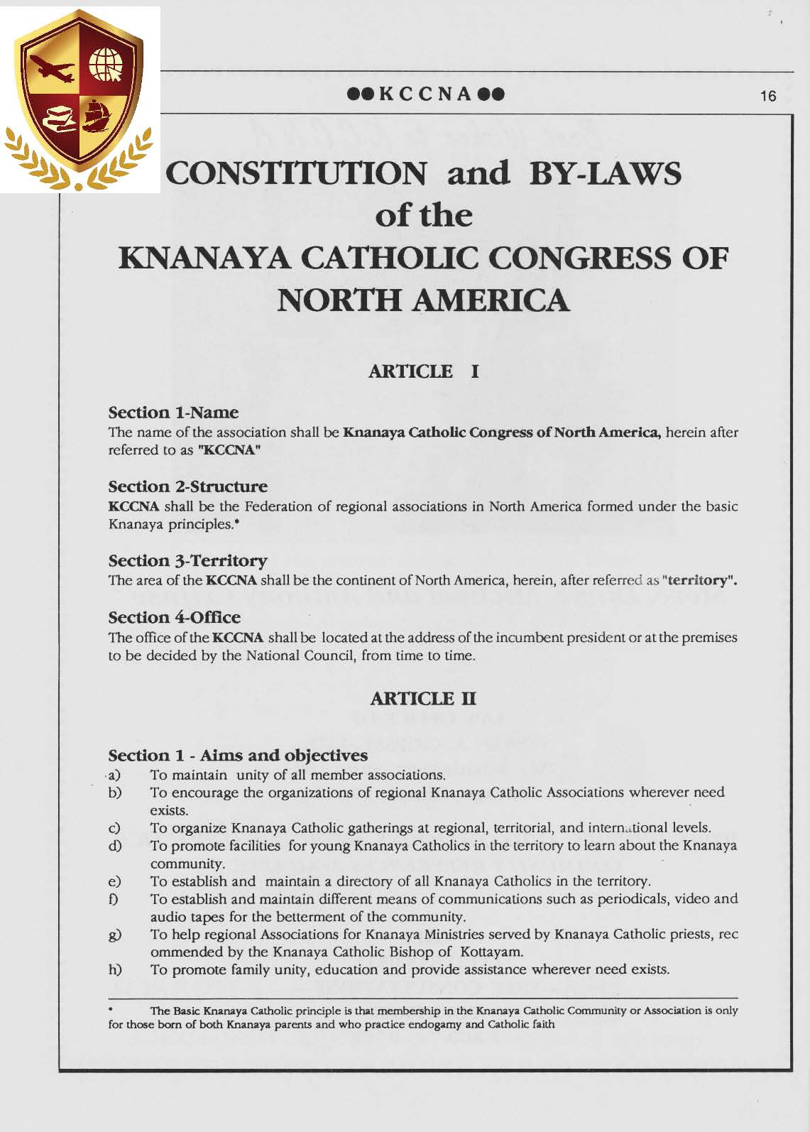 First Constitution of KCCNA